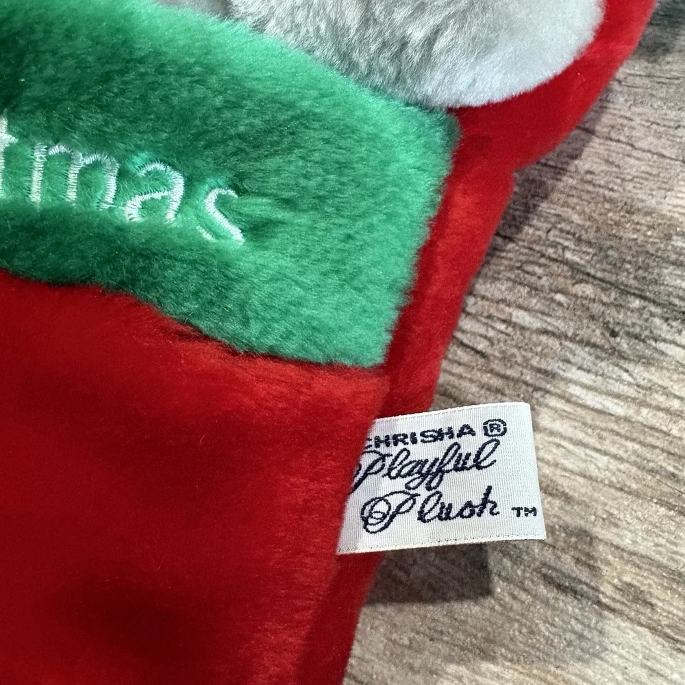 Vintage 1988 Chrisha Playful Plush Mouse Bow Tie 3D Christmas Stocking 21